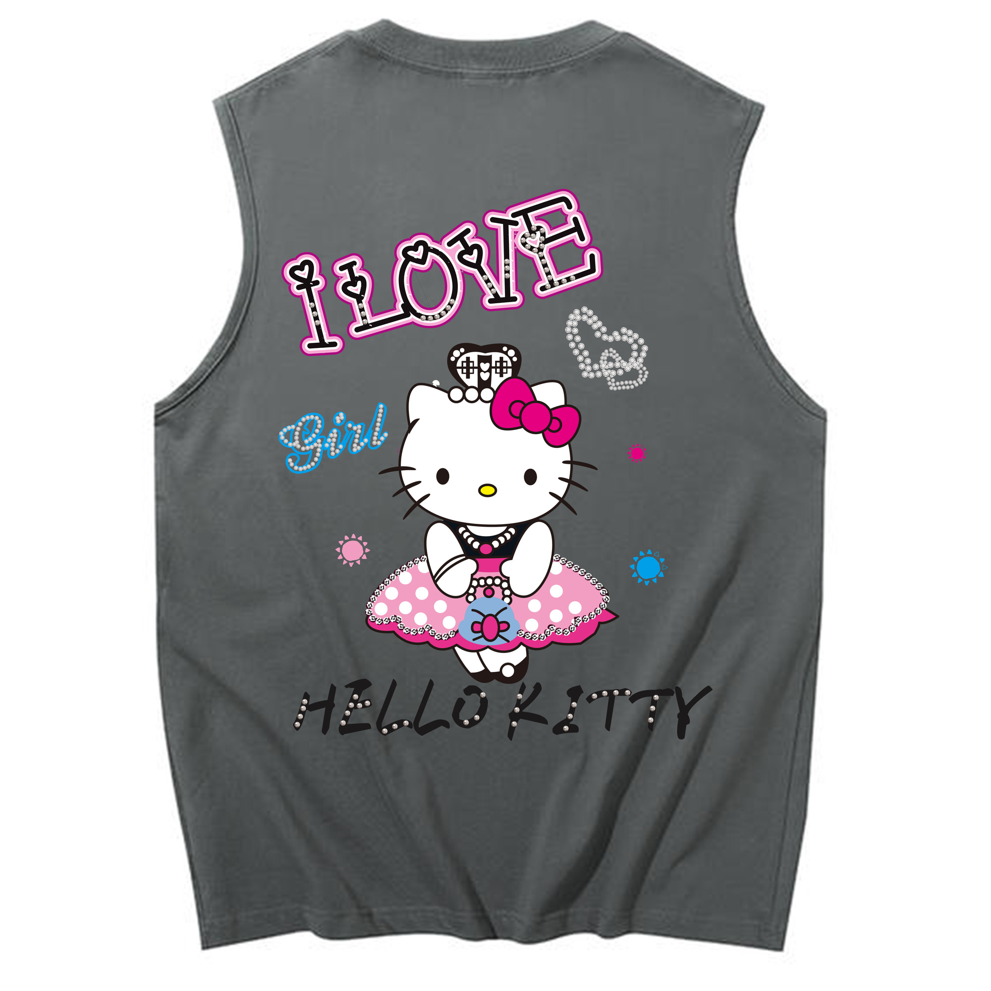 （画像用） Hello Kitty ハローキティ コットン100％タンクトップ（背面プリント）